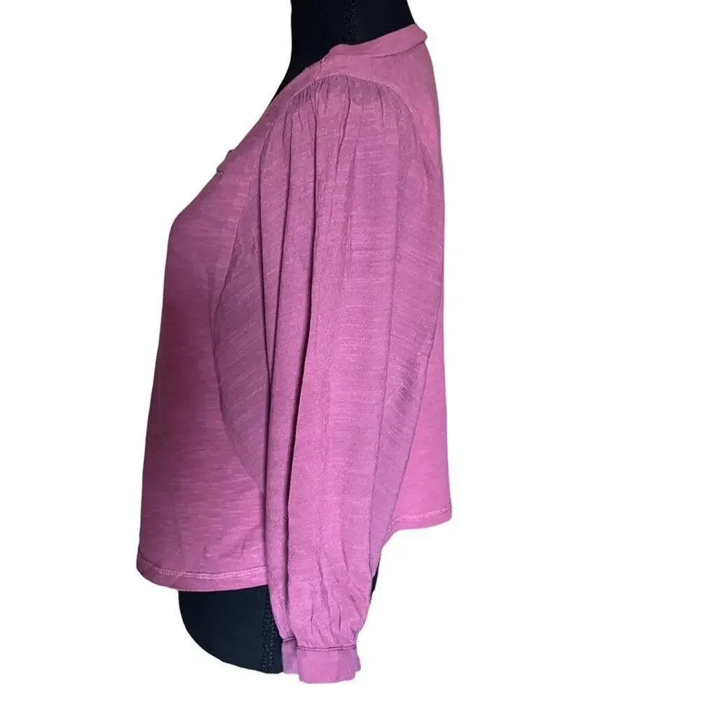 Akemi + Kin Anthropologie Berry Pink Square Neck T-Shirt Blouse XS